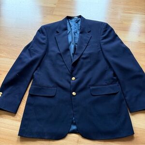 Lands’ End 100% wool MADE IN USA navy blue men’s suit jacket blazer 42 regular